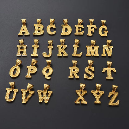 A-Z Letters Necklaces Women Men Gold Plated Initial Pendant Rope Chain English Letter Jewelry Alphabet African #058002B